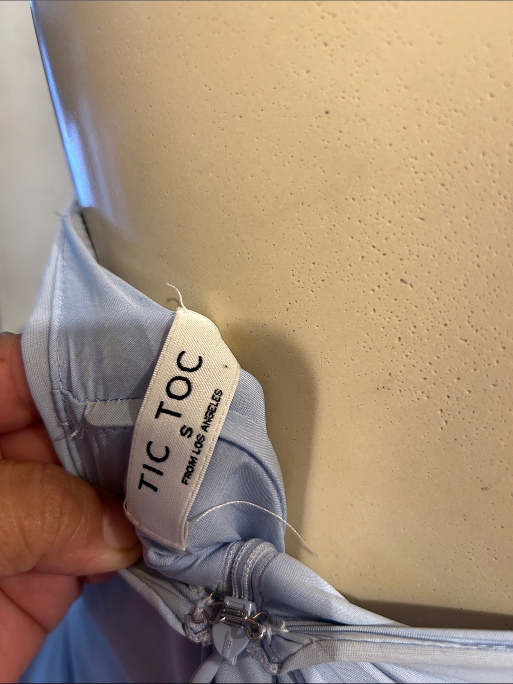 Strapless Light Blue Ruched Mini Dress - Picture 11 of 11